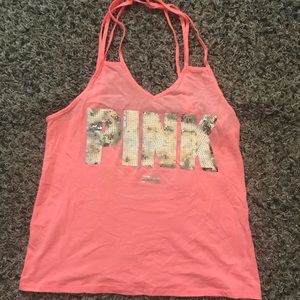 Neon orange sequin tank NEVER WORN